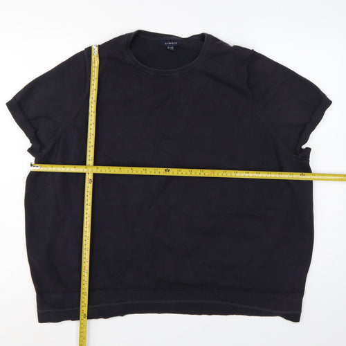 Lands' End Women's Black UK 28/30 3X Cotton Blend Raglan Sleeve Jumper