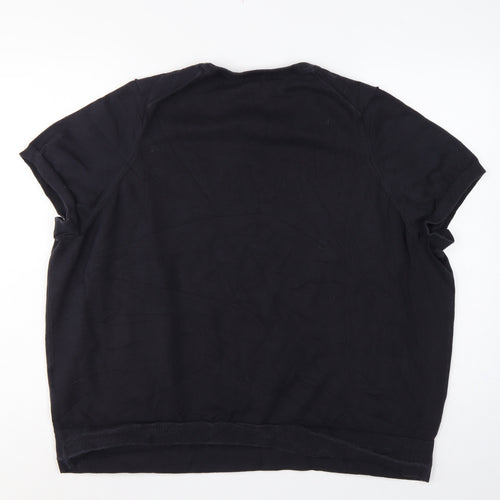 Lands' End Women's Black UK 28/30 3X Cotton Blend Raglan Sleeve Jumper