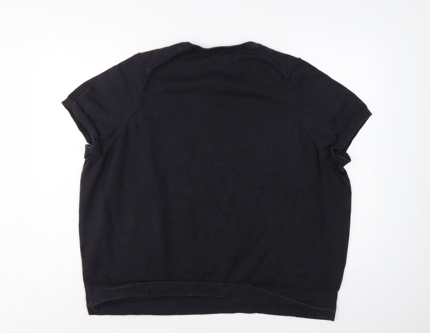 Lands' End Women's Black UK 28/30 3X Cotton Blend Raglan Sleeve Jumper