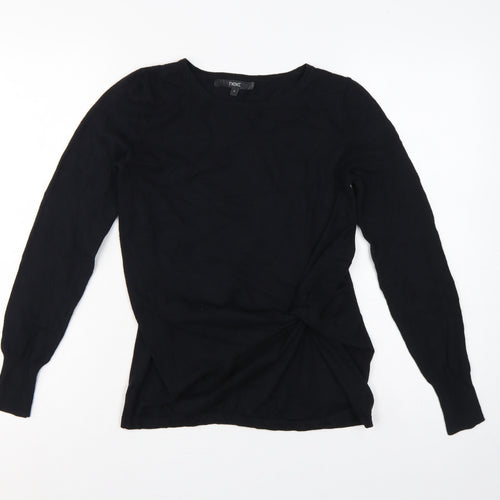 Next Women’s Black UK 8 Ruched Crew Neck Long Sleeve Viscose Jumper