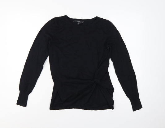 Next Women’s Black UK 8 Ruched Crew Neck Long Sleeve Viscose Jumper