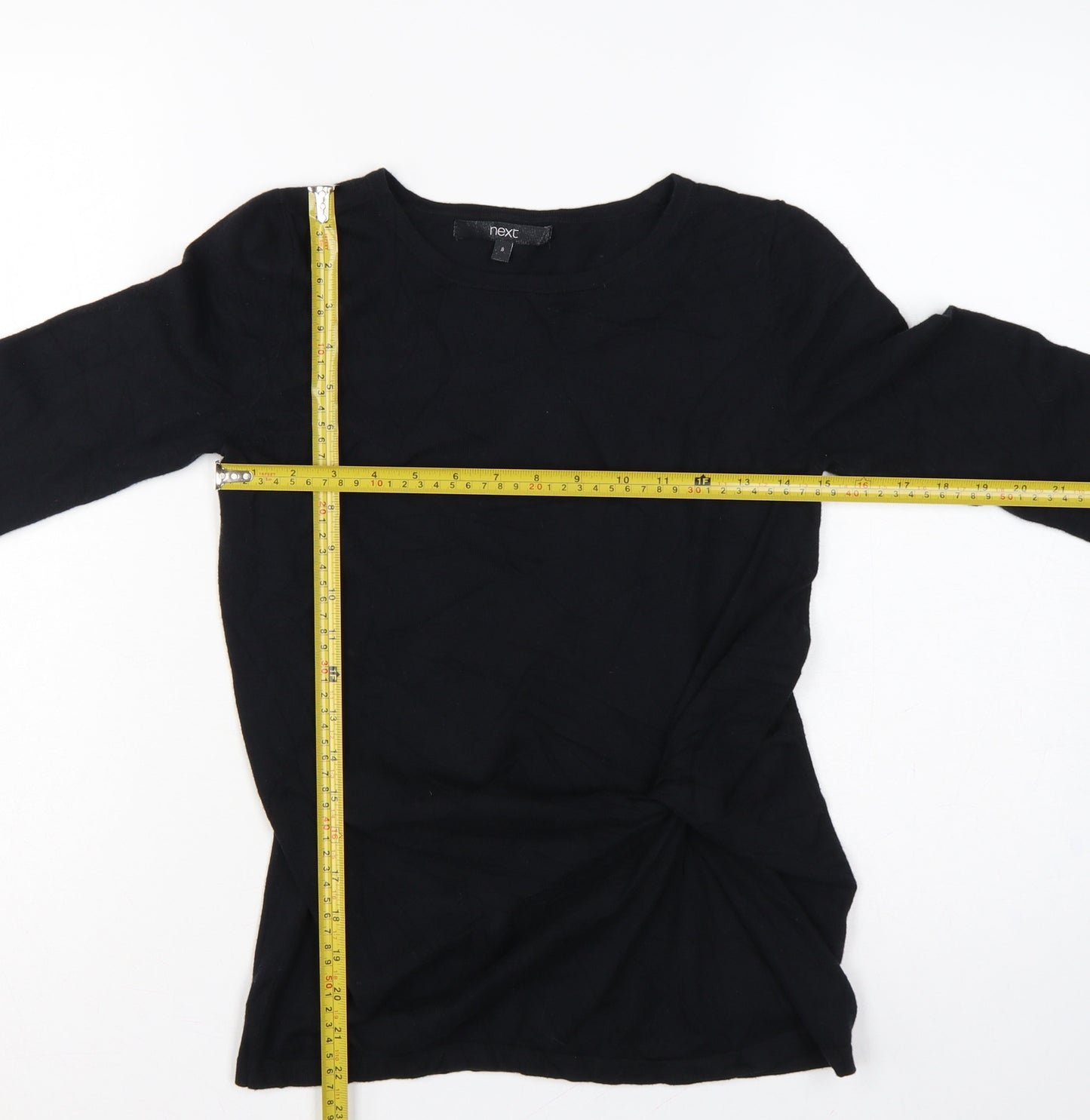 Next Women’s Black UK 8 Ruched Crew Neck Long Sleeve Viscose Jumper