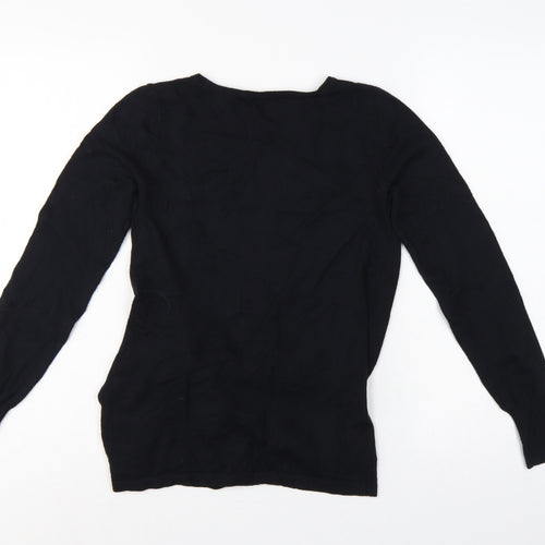 Next Women’s Black UK 8 Ruched Crew Neck Long Sleeve Viscose Jumper