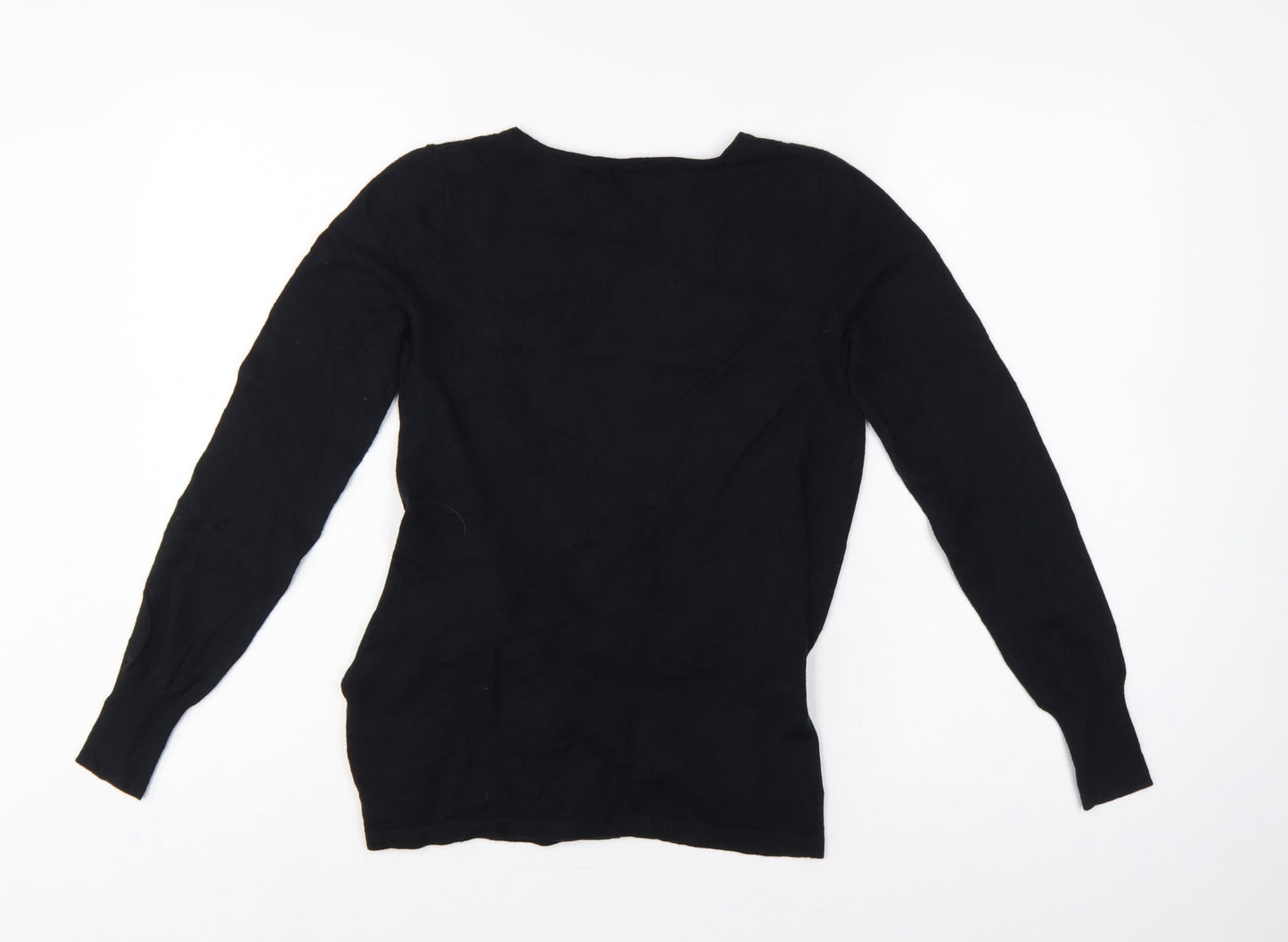 Next Women’s Black UK 8 Ruched Crew Neck Long Sleeve Viscose Jumper
