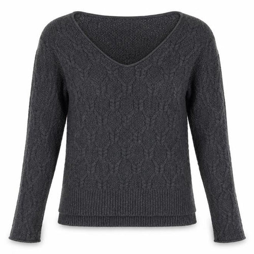 Gap Women Grey UK 12 Cable-Knit Scoop Neck Cotton Pullover Jumper