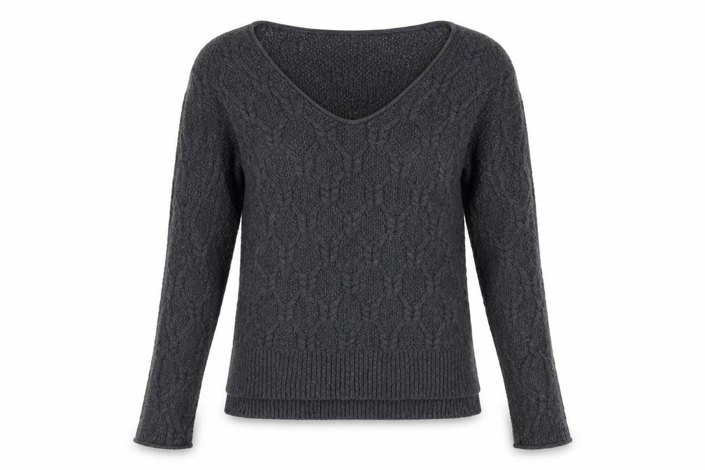 Gap Women Grey UK 12 Cable-Knit Scoop Neck Cotton Pullover Jumper