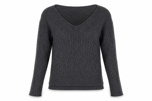 Gap Women Grey UK 12 Cable-Knit Scoop Neck Cotton Pullover Jumper