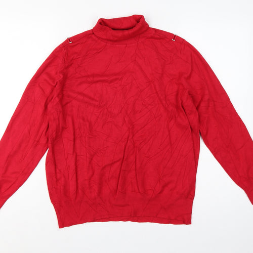 Wallis Women Red UK 18 Roll Neck Leaf Knit Pullover Jumper