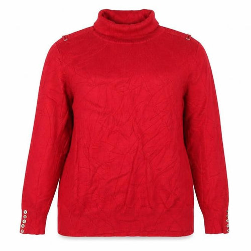 Wallis Women Red UK 18 Roll Neck Leaf Knit Pullover Jumper