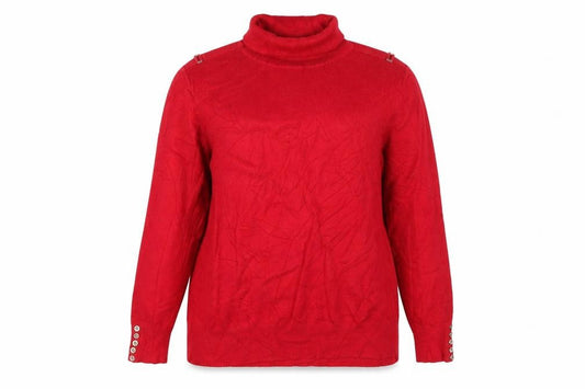 Wallis Women Red UK 18 Roll Neck Leaf Knit Pullover Jumper