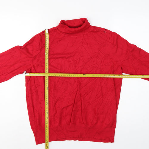 Wallis Women Red UK 18 Roll Neck Leaf Knit Pullover Jumper