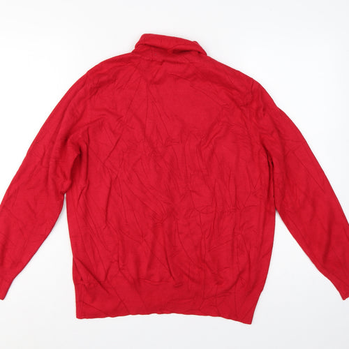 Wallis Women Red UK 18 Roll Neck Leaf Knit Pullover Jumper