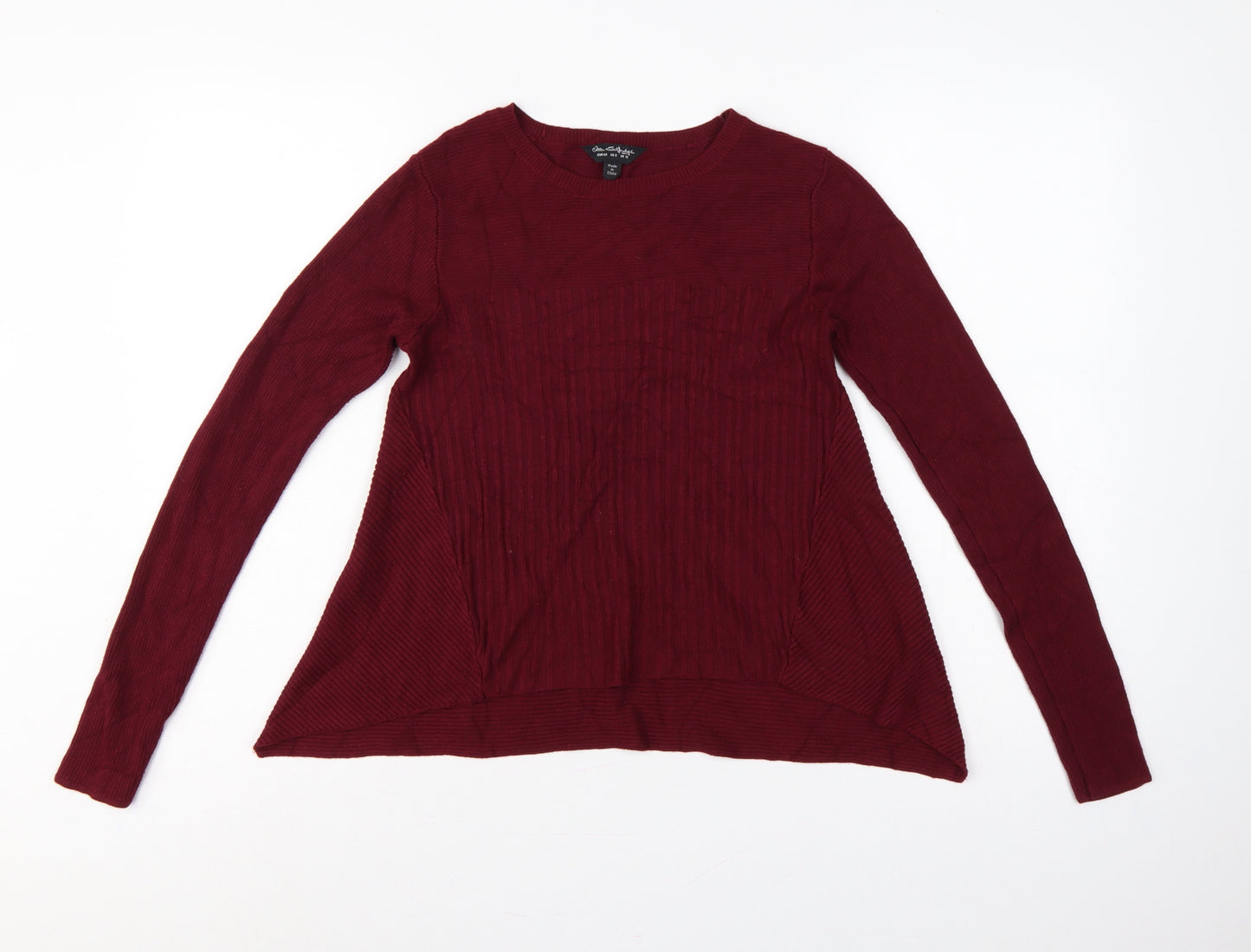 Miss Selfridge Women’s Red Ribbed Knit Jumper UK 12 Crew Neck Long Sleeve