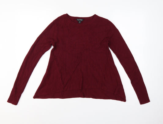 Miss Selfridge Women’s Red Ribbed Knit Jumper UK 12 Crew Neck Long Sleeve