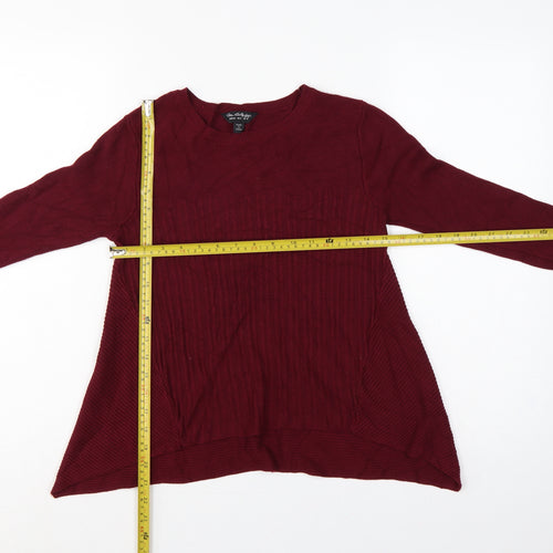 Miss Selfridge Women’s Red Ribbed Knit Jumper UK 12 Crew Neck Long Sleeve