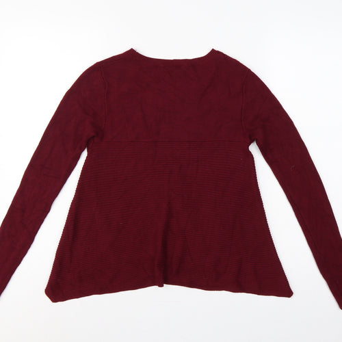 Miss Selfridge Women’s Red Ribbed Knit Jumper UK 12 Crew Neck Long Sleeve