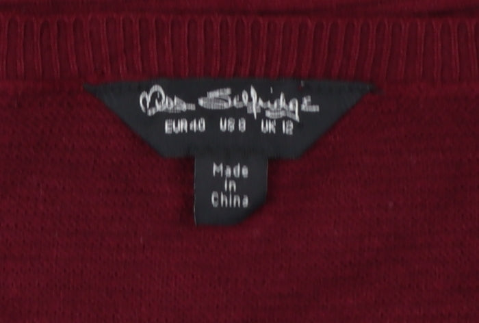Miss Selfridge Women’s Red Ribbed Knit Jumper UK 12 Crew Neck Long Sleeve