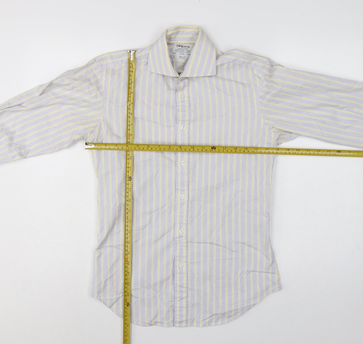 TM Lewin Men’s Multicoloured Stripe Slim Fit 14.5 French Cuff Shirt