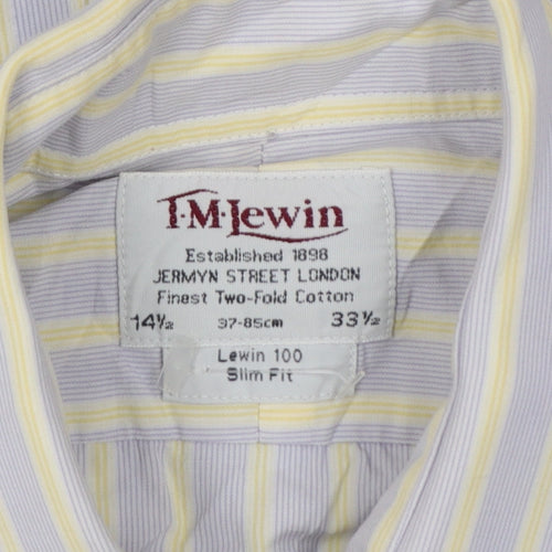 TM Lewin Men’s Multicoloured Stripe Slim Fit 14.5 French Cuff Shirt