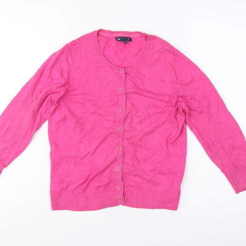 Gap Women Pink Size S Cotton Knit Button Round Neck Cardigan