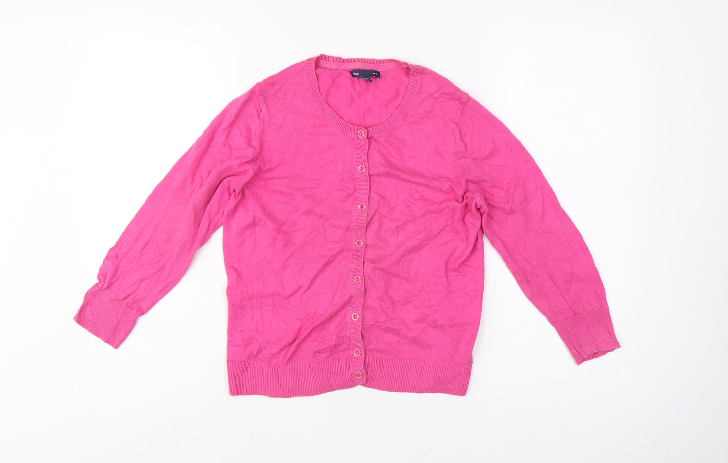 Gap Women Pink Size S Cotton Knit Button Round Neck Cardigan