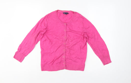 Gap Women Pink Size S Cotton Knit Button Round Neck Cardigan