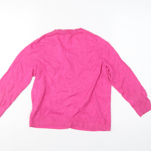 Gap Women Pink Size S Cotton Knit Button Round Neck Cardigan