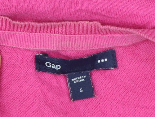 Gap Women Pink Size S Cotton Knit Button Round Neck Cardigan