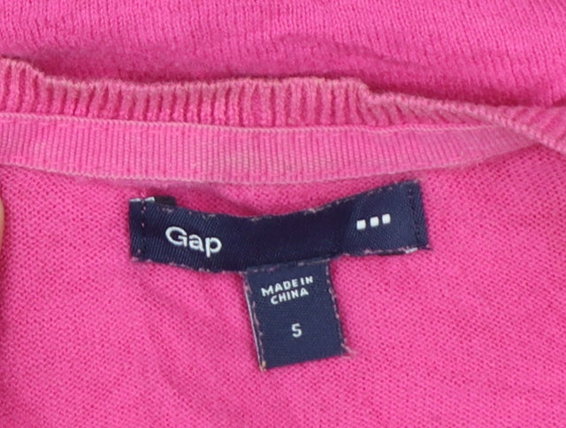 Gap Women Pink Size S Cotton Knit Button Round Neck Cardigan