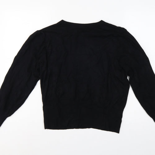 Marks and Spencer Women Black L Fine Knit Puff Sleeve Jumper