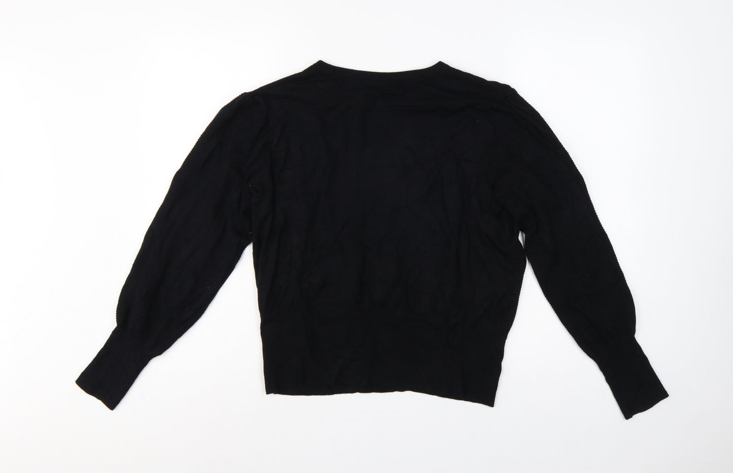 Marks and Spencer Women Black L Fine Knit Puff Sleeve Jumper