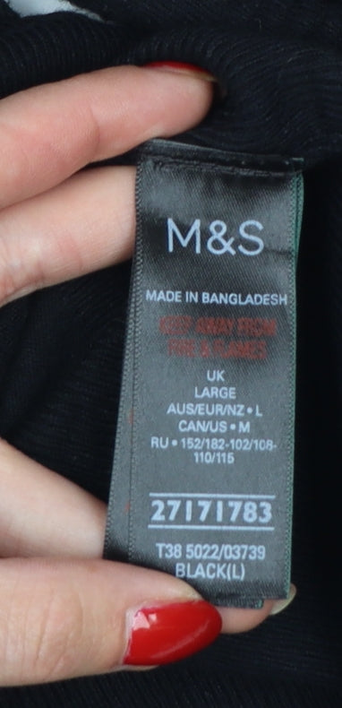 Marks and Spencer Women Black L Fine Knit Puff Sleeve Jumper