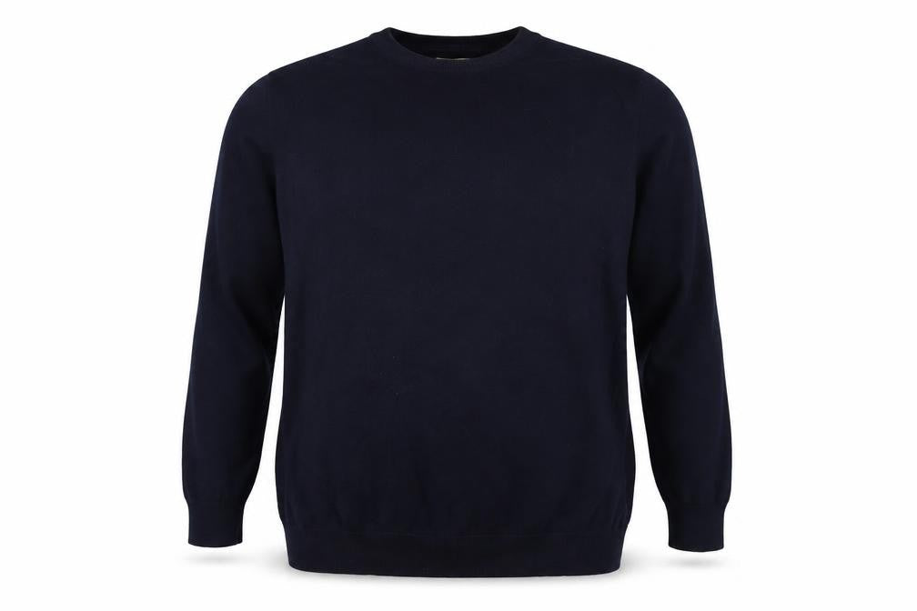 Howick Men Blue XL Cashmere Cotton Crew Neck Pullover Jumper