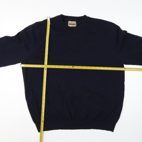 Howick Men Blue XL Cashmere Cotton Crew Neck Pullover Jumper