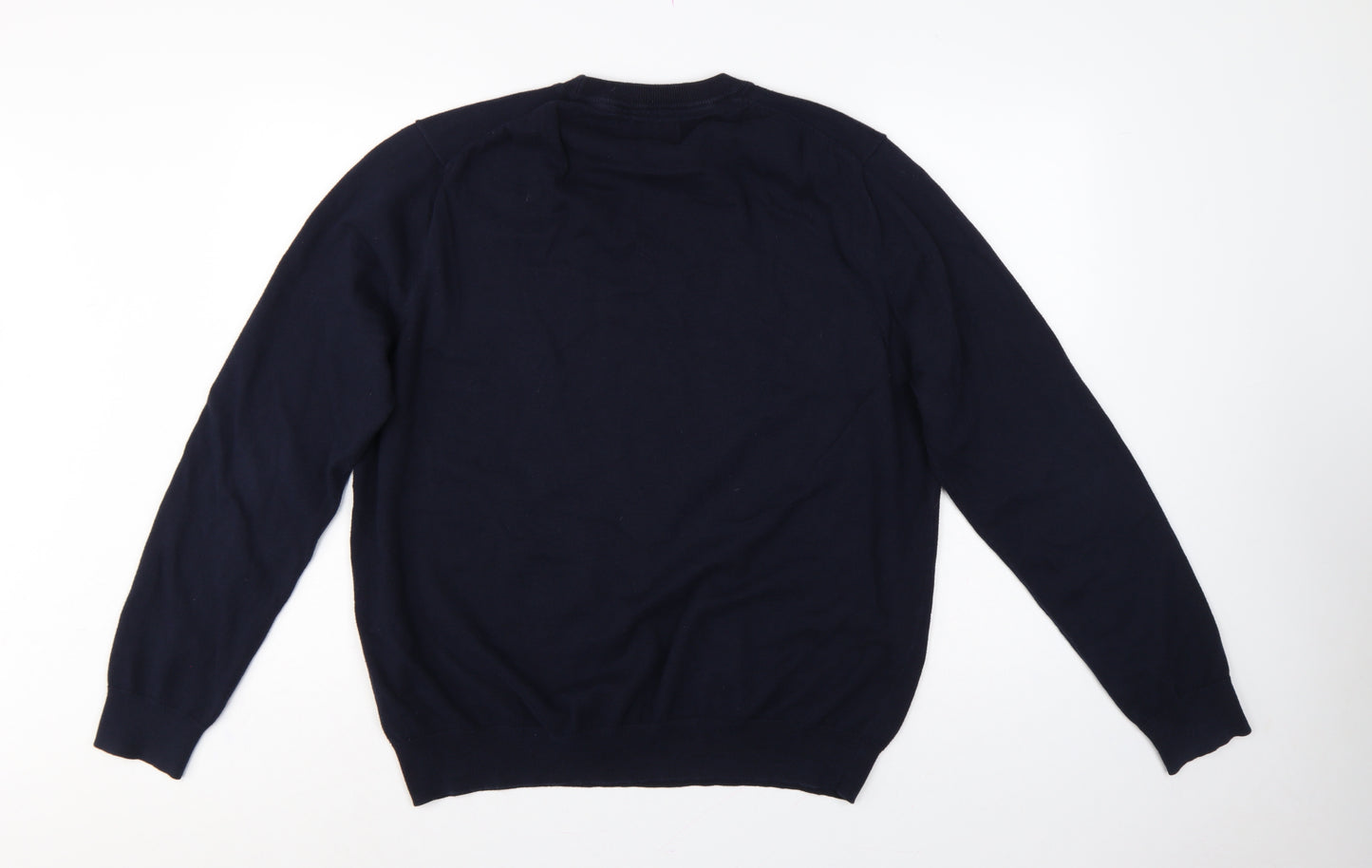 Howick Men Blue XL Cashmere Cotton Crew Neck Pullover Jumper