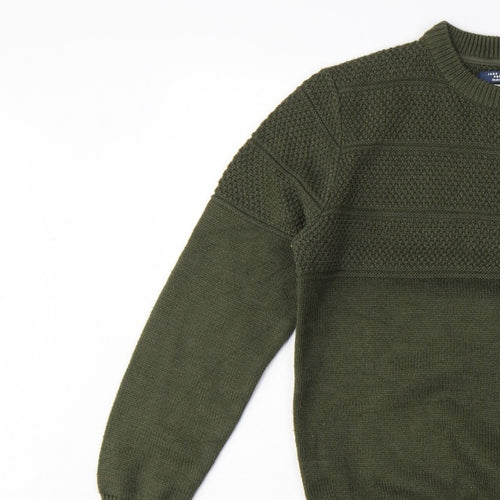 Jack & Jones Premium Men’s Green M Fisherman Knit Crew Neck Jumper