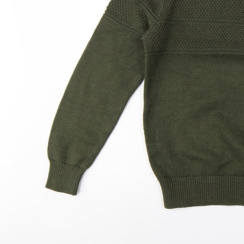 Jack & Jones Premium Men’s Green M Fisherman Knit Crew Neck Jumper