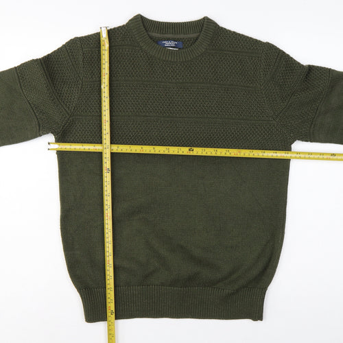 Jack & Jones Premium Men’s Green M Fisherman Knit Crew Neck Jumper