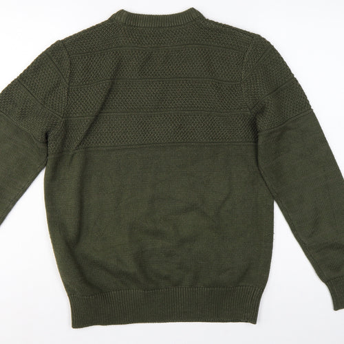 Jack & Jones Premium Men’s Green M Fisherman Knit Crew Neck Jumper