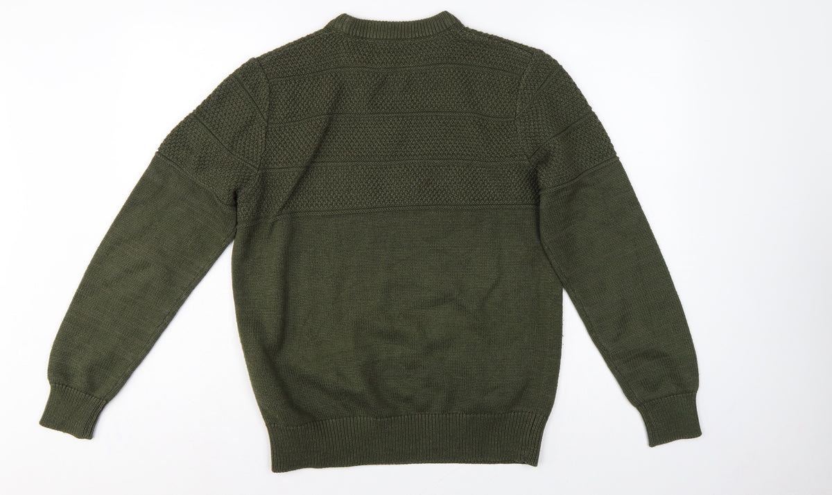 Jack & Jones Premium Men’s Green M Fisherman Knit Crew Neck Jumper