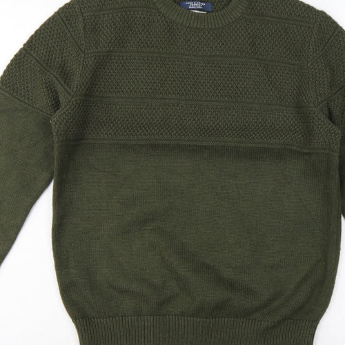 Jack & Jones Premium Men’s Green M Fisherman Knit Crew Neck Jumper