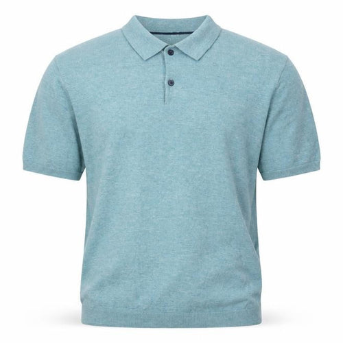 Next Men’s Blue Large Short Sleeve Collared Henley Cotton Knit Jumper