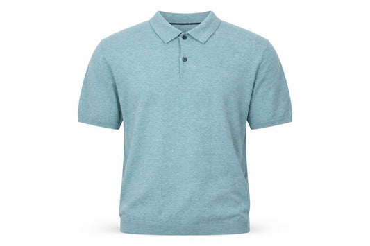 Next Men’s Blue Large Short Sleeve Collared Henley Cotton Knit Jumper