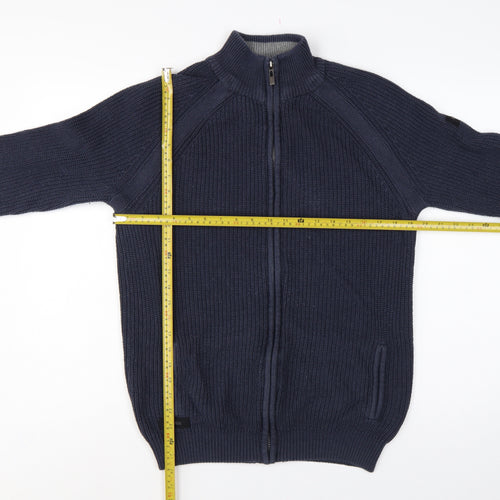 Dissident Men’s Blue M Full Zip Knit Cardigan High Neck Pockets