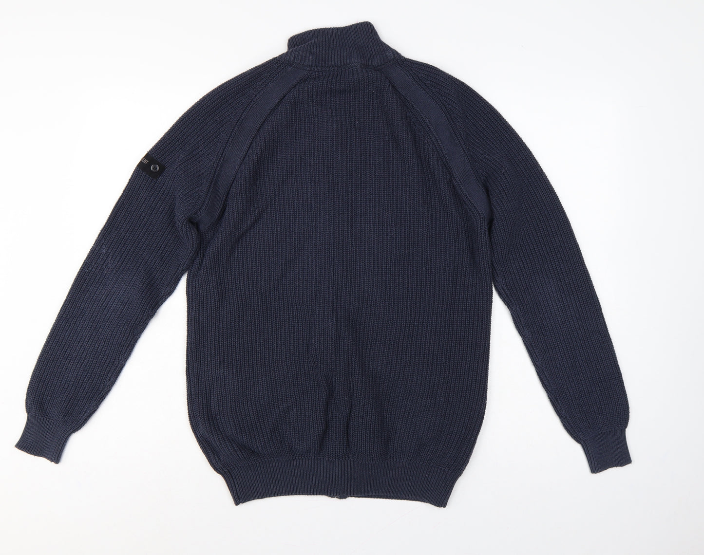 Dissident Men’s Blue M Full Zip Knit Cardigan High Neck Pockets