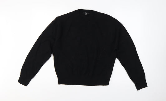 Uniqlo Women Black S 100% Wool Crew Neck Knit Pullover Jumper