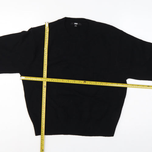 Uniqlo Women Black S 100% Wool Crew Neck Knit Pullover Jumper