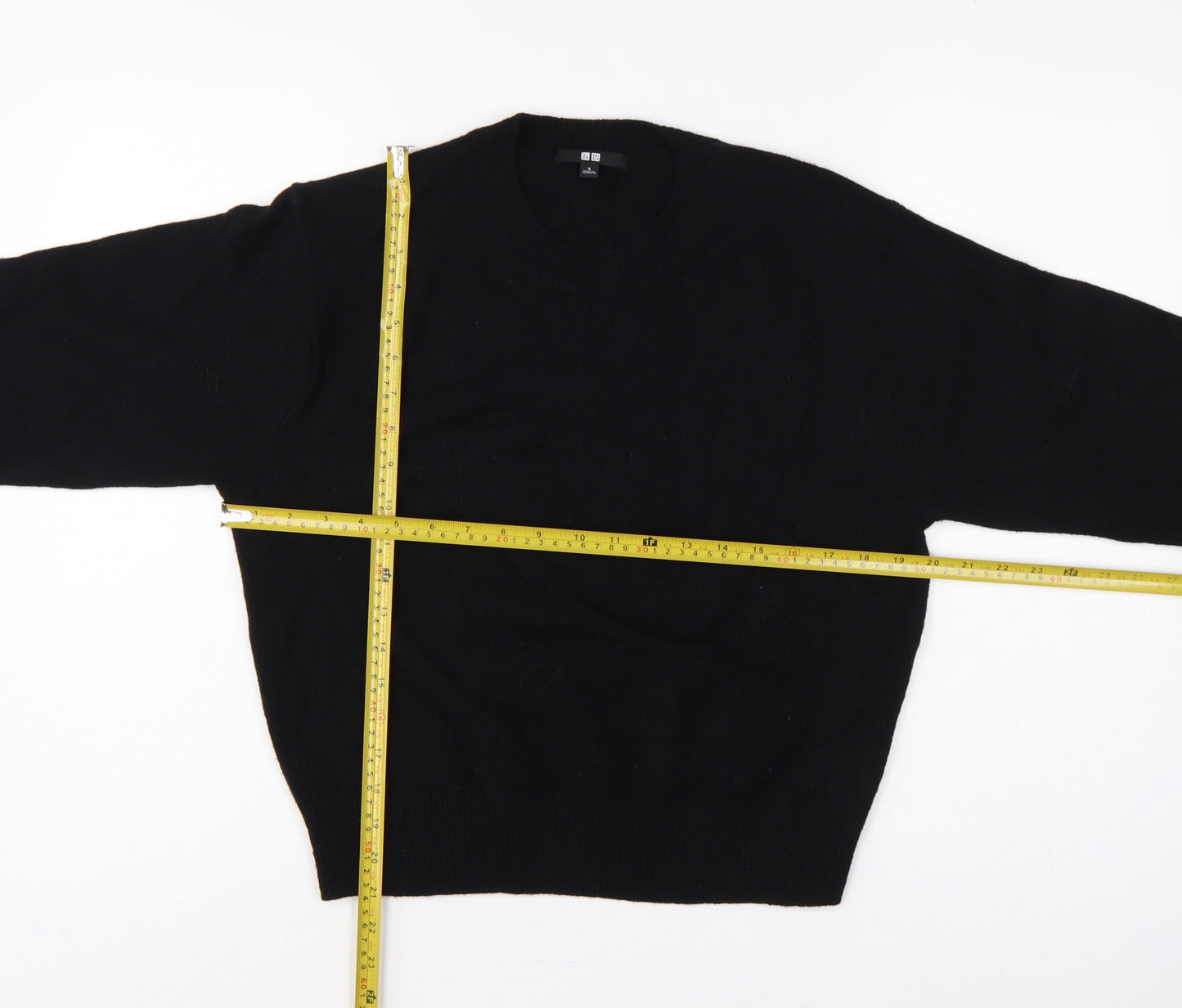 Uniqlo Women Black S 100% Wool Crew Neck Knit Pullover Jumper