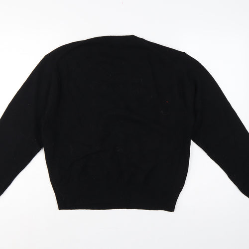 Uniqlo Women Black S 100% Wool Crew Neck Knit Pullover Jumper