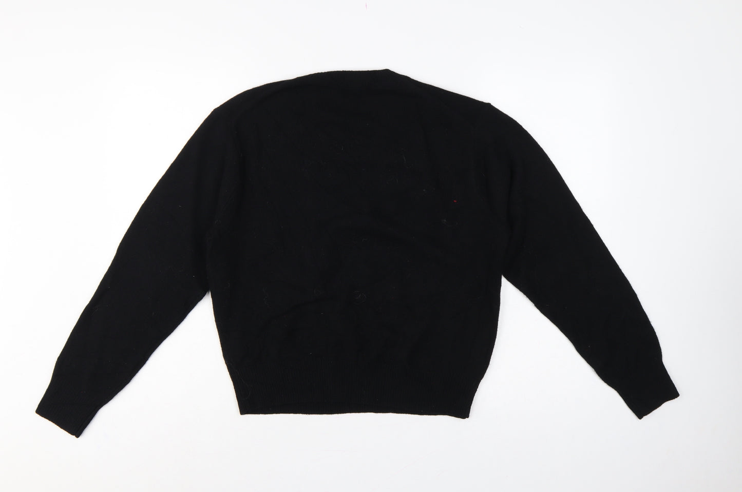 Uniqlo Women Black S 100% Wool Crew Neck Knit Pullover Jumper